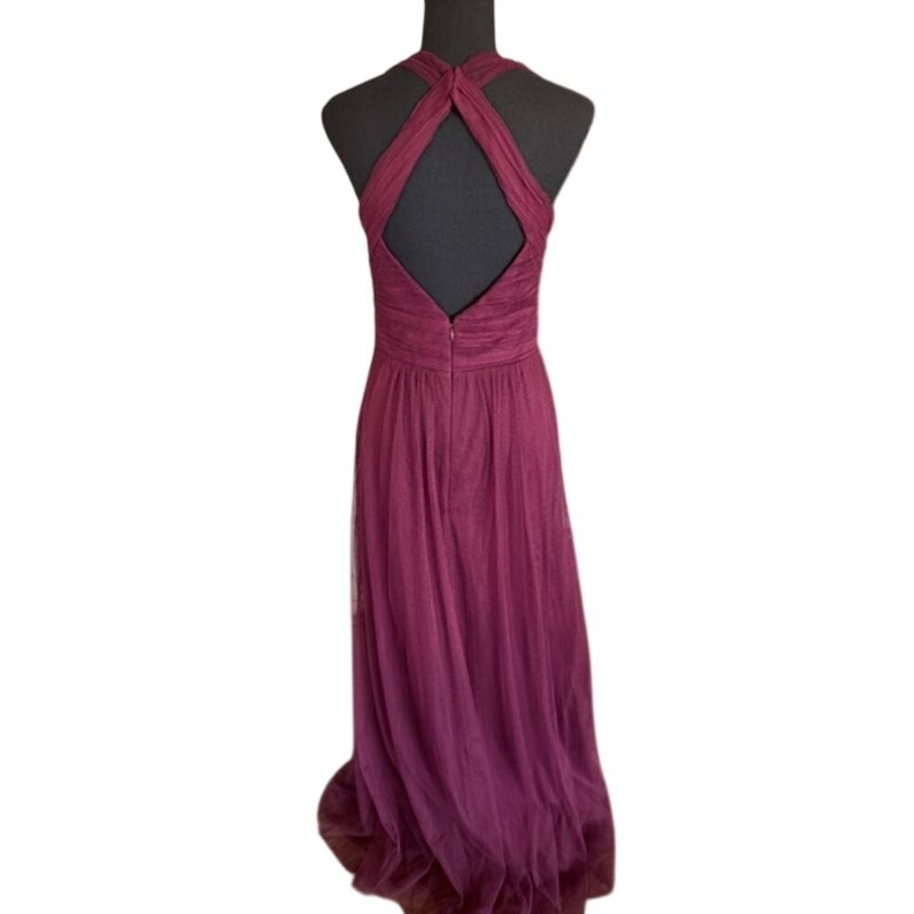 LEVKOFF Burgundy Chiffon Bridesmaid Dress Size 6 Formal Maxi - Picture 3 of 7
